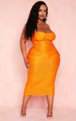 Plus Orange Textured Strappy Midi Dress -US Dresses Sales Store 021a5e66c32129a10367df6aac1c82ec21677a39 cmy7948 4