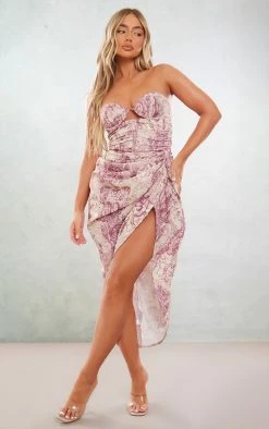 Multi Renaissance Print Underwired Ruched Drape Midi Dress -US Dresses Sales Store 03249fda46ae86991e53c44a8689cd76d040fbaf cne1415 1