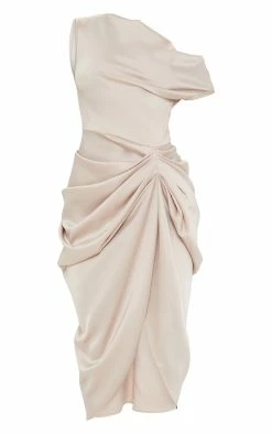 Champagne Satin Off The Shoulder Draped Skirt Midi Dress -US Dresses Sales Store 040c8c44ca8c85c962b2a6b421458435f2807e13 cmo6935 6