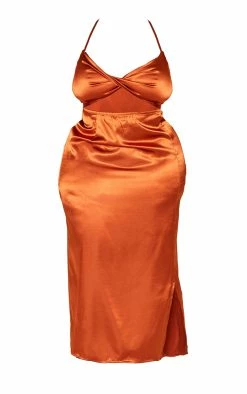Plus Rust Satin Cut Out Midi Bodycon Dress -US Dresses Sales Store 0792c8eb6c3a3c71b306cc693475f8fa00788eb9 cmy4185 6
