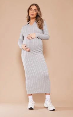 Maternity Light Grey Ribbed Polo Neck Maxi Dress 9 Maternity Light Grey Ribbed Polo Neck Maxi Dress -US Dresses Sales Store 0799f6a96f8c38e11766d820bcb7e6311cb1f087 cnd3129 3