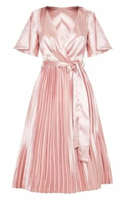 Mairee Dusty Pink Satin Pleated Midi Dress -US Dresses Sales Store 08dc3a2bbff9f4a46ff3bc59c0ccbbc2e3b1f974 clr9577 3