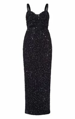 Black Sequin Velvet Contrast Maxi Dress -US Dresses Sales Store 08f72d9910158b13d43f90402063f6fe23ed1389 cnb3647 5