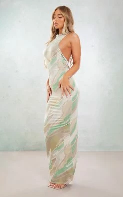 Green Abstract Print Slinky Asymmetric Back Cut Out Sleeveless Maxi Dress -US Dresses Sales Store 09018cb55b5d0a30bcf78d1781d07e0f22d8c7f2 cnd7668 3