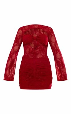 Red Sheer Lace Underwired Ruched Bodycon Dress -US Dresses Sales Store 0a4a01d19d24f64a403feedb640c152ae569a92b cnc7710 5
