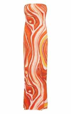 Orange Swirl Print Slinky Bandeau Maxi Dress -US Dresses Sales Store 0ba0629c0a47830dc6555361bd67e1dbdd32df05 cne2718 5