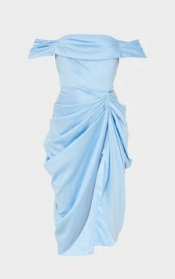 Blue Satin Draped Bardot Midi Dress 11 Blue Satin Draped Bardot Midi Dress -US Dresses Sales Store 0bc95724b45f140f1361aedf5c054f431f04c614 cms1856 6