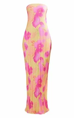 Multi Floral Print Plisse Bandeau Cowl Back Maxi Dress -US Dresses Sales Store 0bf46ee096730d0026b7ac5e892f0b23492e6725 cne3458 5