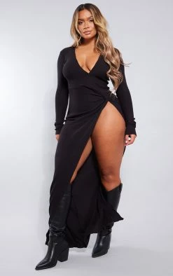 Shape Black Brushed Rib Long Sleeve Wrap Midaxi Dress -US Dresses Sales Store 0d8ddd2af888df659e862644701f6ffdd9447299 cnb2971 3
