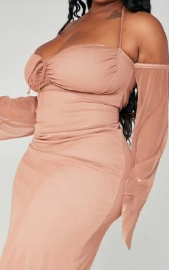 Plus Mauve Mesh Ruched Bust Sleeve Detail Midi Dress -US Dresses Sales Store 0fa8d90917a8a76713a293134a6bfb31b37e3f36 cna9992 4