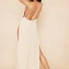 Tall Stone Knitted Low Back Extreme Side Split Maxi Dress