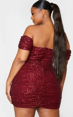 Plus Burgundy Sequin Bardot Bodycon Dress -US Dresses Sales Store 1070b39d45ed846833f7f3c8016da63b928a8e0d cmn8215 2