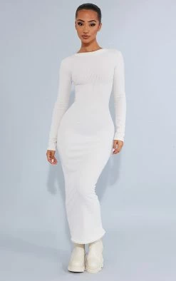 Petite Oatmeal Ribbed Lace Up Longsleeve Midi Dress -US Dresses Sales Store 10dcb79ebf1a1810b599e7196723b0a710553a78 cnb2920 2