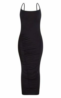 Black Slinky Ruched Side Halter Strap Midi Dress -US Dresses Sales Store 10e135df710fe13dab165d49f4a95c6f85a24a9a cnd5836 5