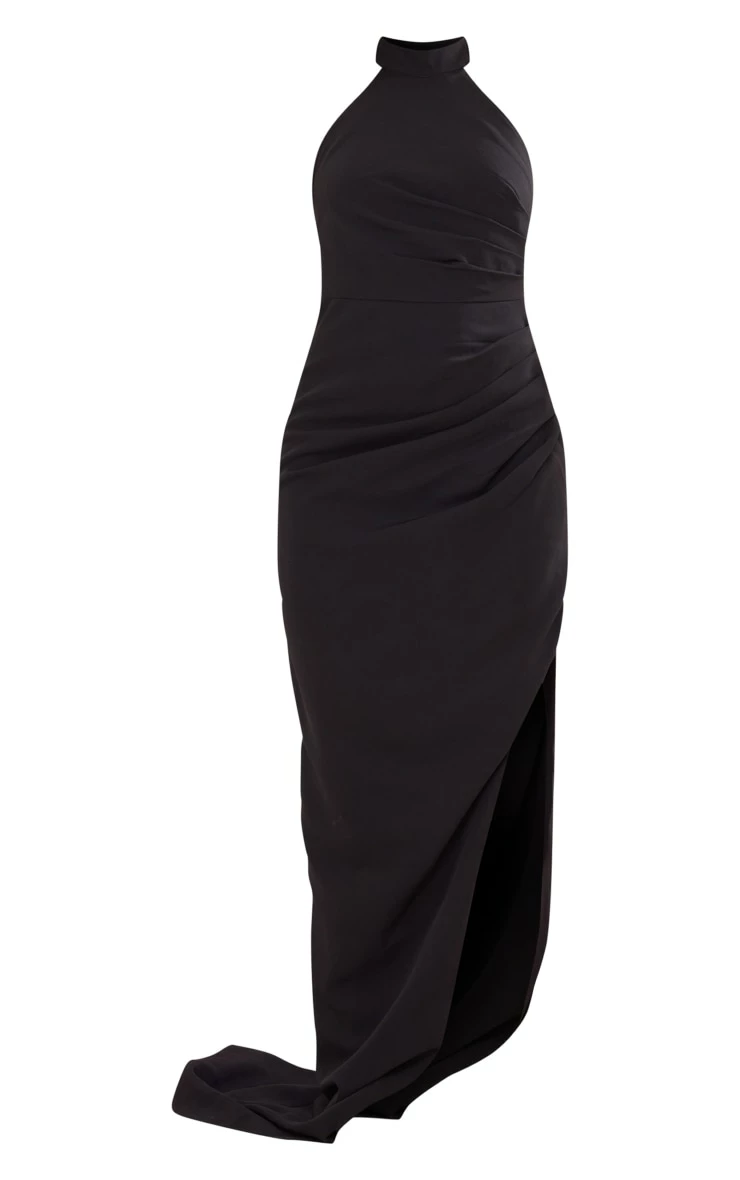 BRIDAL Black High Neck Drape Maxi Dress 7 BRIDAL Black High Neck Drape Maxi Dress - Image 5