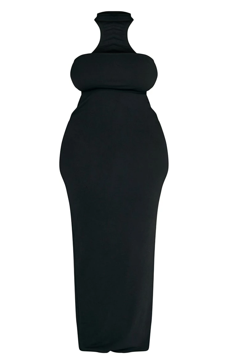 Plus Black Crepe Neck Detail Maxi Dress 7 Plus Black Crepe Neck Detail Maxi Dress - Image 5