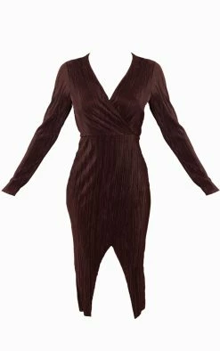 Chocolate Plisse Wrap Midi Dress -US Dresses Sales Store 11db4a4dec6d2880a1950b74ee4e5e47f8e76baa cnc1131 5