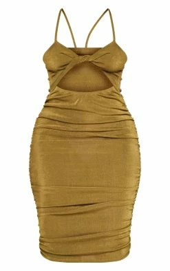 Shape Olive Acetate Slinky Twist Ruched Midi Dress -US Dresses Sales Store 137f680076e3bfa674a493f1cce0f01453cc8ce2 cnc8662 5