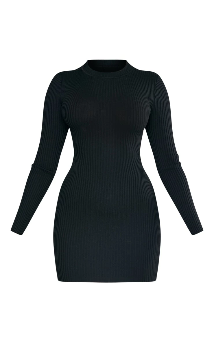 Black Rib Knit Open T-bar Back Dress 7 Black Rib Knit Open T-bar Back Dress - Image 5
