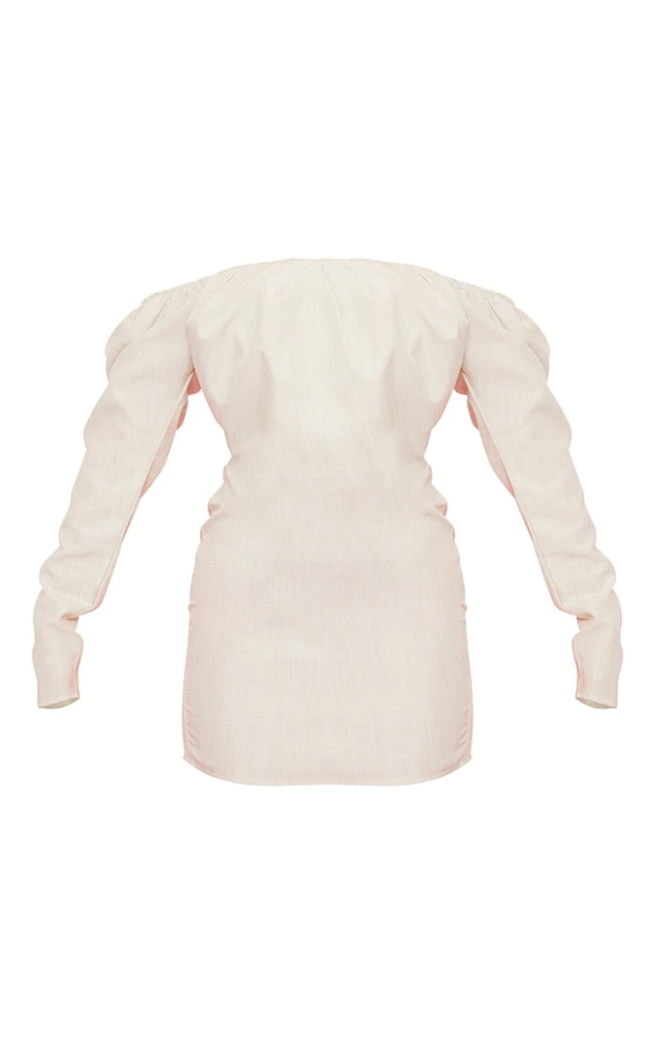 Sage Green Boned Linen Look Pleat Detail Bardot Bodycon Dress 7 Sage Green Boned Linen Look Pleat Detail Bardot Bodycon Dress - Image 5