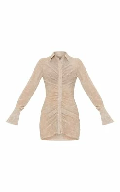 Cream Croc Print Ruched Front Bodycon Dress -US Dresses Sales Store 1465c1244e03bbb70b3b37f3b765dc63055e9371 CMW1227 5