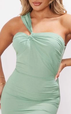 Pistachio Linen Look One Shoulder Knot Detail Bodycon Dress -US Dresses Sales Store 14c9dd0e5db484b05d4484fe87763ce7059e3845 cnd5474 4