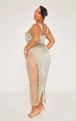 Plus Sage Green Lace Trim Corset Midi Dress -US Dresses Sales Store 1594d2c976505fa2895e267ab6b018e88af73af1 cne0739 2