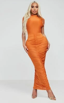 Shape Rust Mesh Short Sleeve High Neck Ruched Midaxi Dress 9 Shape Rust Mesh Short Sleeve High Neck Ruched Midaxi Dress -US Dresses Sales Store 15d4d2cc72aefb3a1a2fed0edd51bebaa7a8f80b cnb7865 3