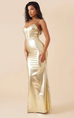Gold Foil Binding Detail Strappy Maxi Dress -US Dresses Sales Store 189e164b9737df42ff76cf883cf2ac99f04f9b60 cnd9361 3