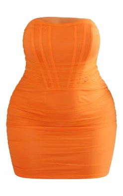 Shape Orange Mesh Corset Detail Ruched Bodycon Dress -US Dresses Sales Store 1954eff65e6c5c2bc08bda7ca89215b9638b5b14 cmw7610 6