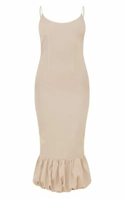 Champagne Woven Spaghetti Strap Puff Hem Midaxi Dress -US Dresses Sales Store 1a99928b8924f5a3f5f94791b94f9b428531036e cnd2057 5