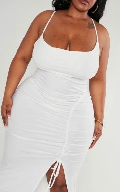 Plus Cream Soft Touch Jersey Cowl Neck Ruched Midi Dress -US Dresses Sales Store 1b41c20dd4d2862f19c132a5cb14ea4c2742aba7 cnd4812 4