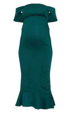 Maternity Emerald Green Bardot Frill Hem Midi Dress -US Dresses Sales Store 1c3d8c3620b207c32da97218524f7b5d6dd88642 cmz9778 5