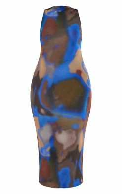 Plus Blue Printed Mesh High Neck Racer Midi Dress -US Dresses Sales Store 1d4e06e000b0e831f17988d56725a54dcf720536 cnc2656 5