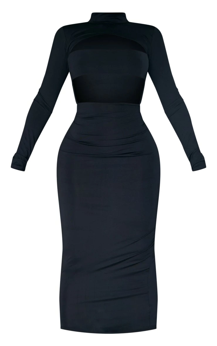 Shape Black Slinky High Neck Cut Out Midaxi Dress 7 Shape Black Slinky High Neck Cut Out Midaxi Dress - Image 5