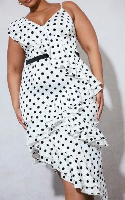 Plus White Polka Dot Ruffle Detail Midi Dress -US Dresses Sales Store 1e0be3919a35b6ee34a749bb2fade5ed154fb4f1 cnd4879 4