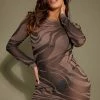 Shape Brown Printed Sheer Knit Long Sleeve Bodycon Dress -US Dresses Sales Store 208c6b7cccb4a0f087e3193db47348eb700c20f5 cnc1627 1