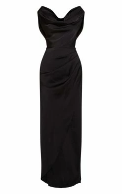 Black Satin Cowl Neck Draped Maxi Dress -US Dresses Sales Store 209a820473ffb89d6ddb73299e9217d6091079c4 cmu6187 6