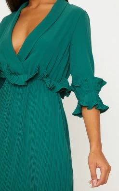 Emerald Green Frill Detail Pleated Midi Dress -US Dresses Sales Store 20aac014ec75808c002be727f3e41aed8912662c cly5090 5
