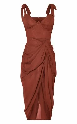 Chocolate Underwire Detail Draped Midi Dress -US Dresses Sales Store 20aefd3a1b99ea0588285eff0e060b6de5026dea cmz9088 6