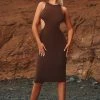 Chocolate Brown Rib Cut Out Side Midi Dress -US Dresses Sales Store 20d5caae5ee627322b81af5cf6f437785e37b49c CMZ9722 1