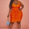 Plus Orange Textured Ruched Bodycon Dress -US Dresses Sales Store 212621c94e012573b93ba1cc49929c971ef674ed cmy4309 1