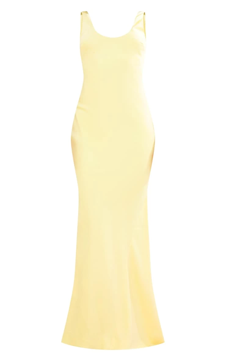 BRIDAL Lemon Satin Scoop Back Maxi Dress 7 BRIDAL Lemon Satin Scoop Back Maxi Dress - Image 5