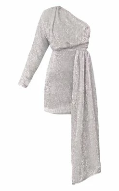 Silver Sequin One Shoulder Draped Bodycon Dress -US Dresses Sales Store 21f93cac6d79310faa2ec9067aa3db193c525df0 cnb3650 5