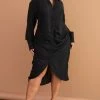 Plus Black Textured Gathered Detail Long Sleeve Maxi Shirt Dress -US Dresses Sales Store 224dbd96de8d944c800fdcfaa58bd339b737d6dd cmw4085 1