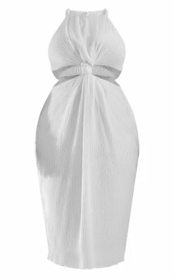 Plus Cream Plisse Knot Detail Midi Dress -US Dresses Sales Store 22518190827f055a843862fa562c48dd04a002a6 cnc7397 5