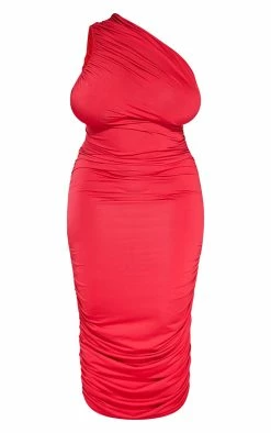 Plus Red Slinky Ruched One Shoulder Longline Midi Dress -US Dresses Sales Store 22f6e075691b0f2d3086903554a43762d0d86d10 cna0081 6
