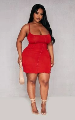 Plus Red Seam Detail Bodycon Dress -US Dresses Sales Store 232e4450e08c1c54c2f1d001a93f7bc75c934584 cnd2491 3