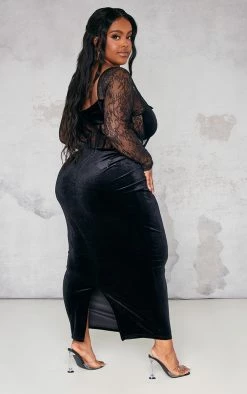 Plus Black Lace Detail Corset Velvet Midaxi Dress -US Dresses Sales Store 242e864292683c8e97ddf91934a892ee639c5b43 cnb4171 2