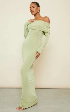 Sage Green Acetate Slinky Bardot Long Sleeve Maxi Dress -US Dresses Sales Store 24f6eaef94b81cd13da3074514d7101349c0adfd cnd7641 3